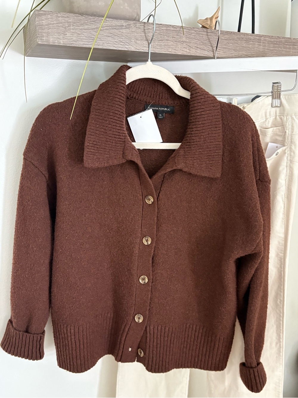 Banana Republic Brown Button-Front Collared Cardigan